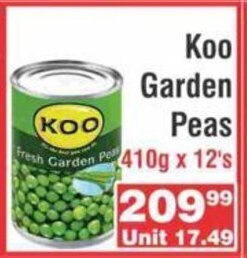 Koo Garden Peas 410g x 12's