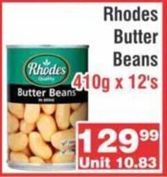 Advance Cash n Carry Rhodes Butter Beans 410g x 12's offer