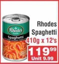 Advance Cash n Carry Rhodes Spaghetti 410g x 12's offer