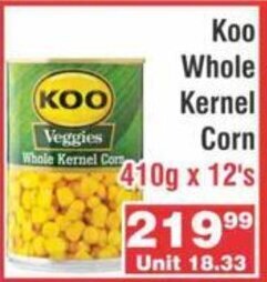 Advance Cash n Carry Koo Whole Kernel Corn 410g x 12's offer
