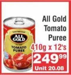 All Gold Tomato Puree 410g x 12's