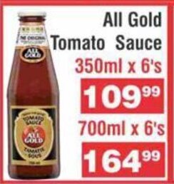 Advance Cash n Carry All Gold Tomato Sauce 350ml x 6's offer