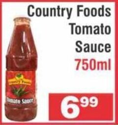 Advance Cash n Carry Country Foods Tomato Sauce 750ml offer