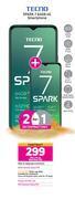 Game 2 x tecno spark 7 64gb 4g smartphone-on red flexi 130 + on promo 70 offer