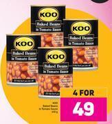 Game Koo baked beans in tomato sauce-for 4 x 410g offer