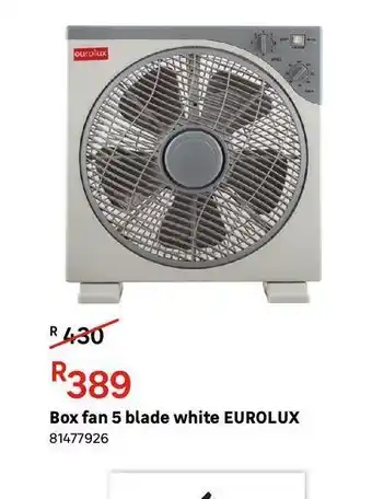 Box fan 5 blade white eurolux
