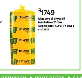 Leroy Merlin Glasswool drywall insulation 51mm 40pcs pack cavity batt offer