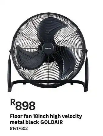 Floor fan 18 inch high velocity metal black goldair