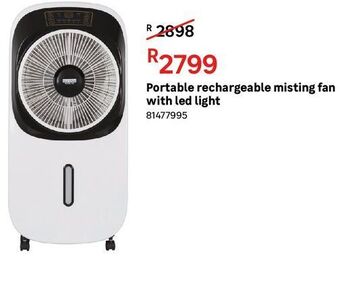 Leroy Merlin Portable rechargeable misting fan with led light offer