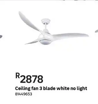 Leroy Merlin Ceiling fan 3 blade white no light offer