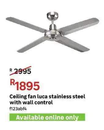 Leroy Merlin Ceiling fan luca stainless steel with wall control offer