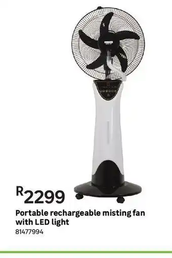 Leroy Merlin Portable rechargeable misting fan with led light offer