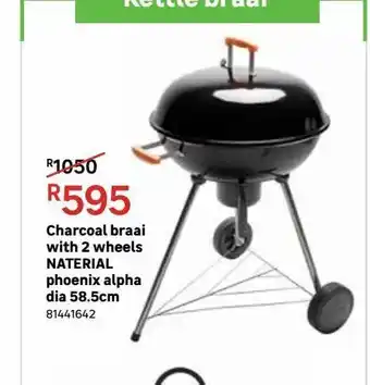 Leroy Merlin Charcoal braai with 2 wheels naterial phoenix alpha dia 58.5cm offer