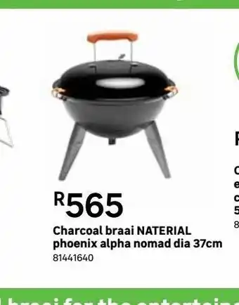 Charcoal braai naterial phoenix alpha nomad dia 37cm