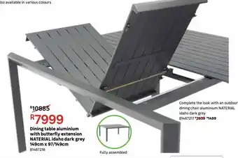 Leroy Merlin Dining table aluminium with butterfly extension naterial idaho dark grey 149cm x 97/149cm offer