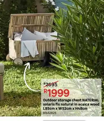 Leroy Merlin Outdoor storage chest naterial solaris fix natural in acaica wood l85cm x w52cm x h48cm offer