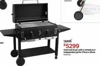 Leroy Merlin Charcoal braai with 2 wheels & 2 independent grills 175cm x 65cm offer