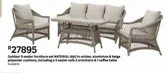 Leroy Merlin Outdoor 5 seater furniture set6 naterial idyll in wicker, aluminium & beige polyester cushions, including a 3 seater sofa 2 a offer