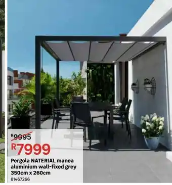Leroy Merlin Pergola naterial manea aluminium wall-fixed grey 350cm x 260cm offer