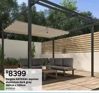 Pergola naterial equinox aluminium dark grey 360cm x 320cm