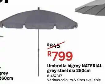 Leroy Merlin Umbrella bigrey naterial grey steel dia 250cm offer