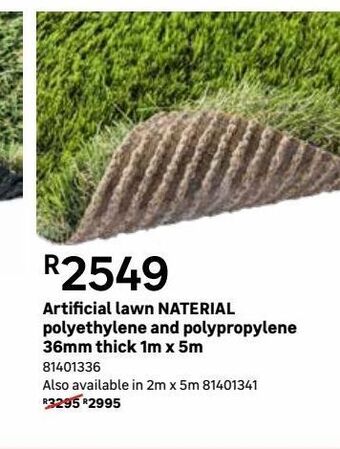 Leroy Merlin Artificial lawn naterial polyethylene and polypropylene 36mm thick 1m x 5m offer