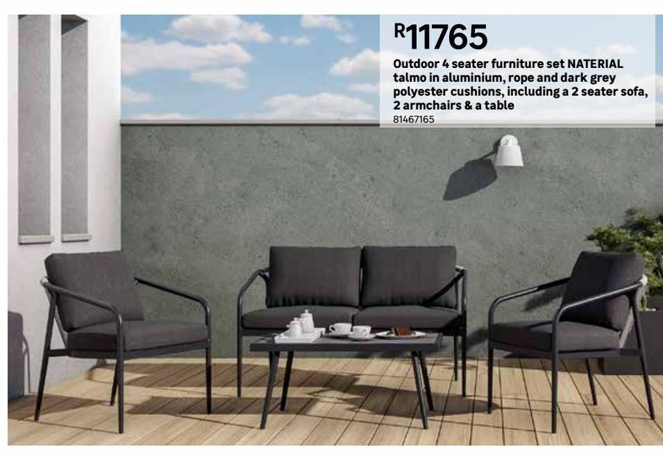 Outdoor 4 seater furniture set naterial talmo in aluminium, rope and