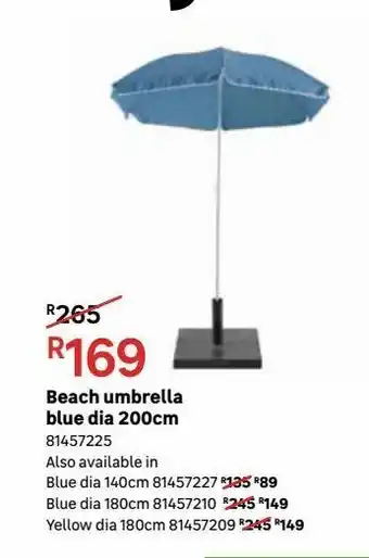 Leroy Merlin Beach umbrella blue dia 200cm offer