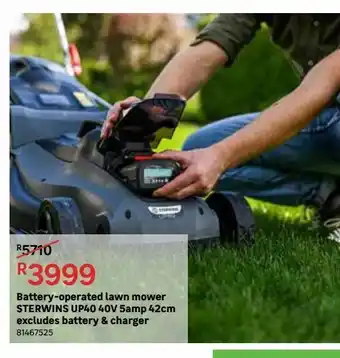 Leroy Merlin Battery-operated lawn mower sterwins up40 40v 5amp 42cm excludes battery & charger offer