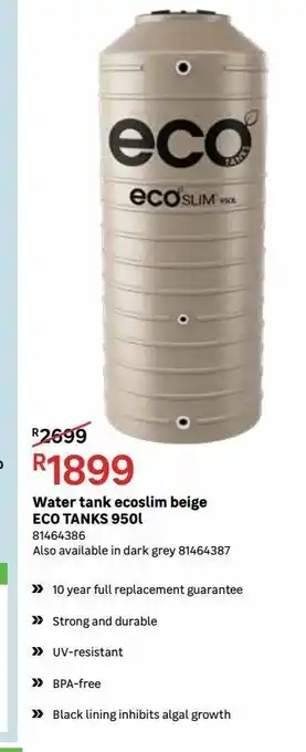 Leroy Merlin Water tank ecoslim beige eco tanks 950l offer