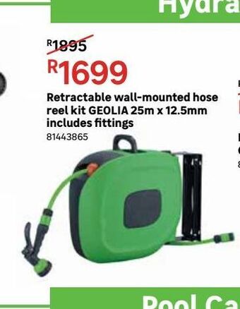 Leroy Merlin Retractable wall-mounted hose reel kithose reel kit geolia 25m x 12.5m includes fittings offer