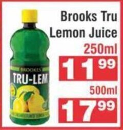 Advance Cash n Carry Brooks Tru Lemon Juice 250ml offer