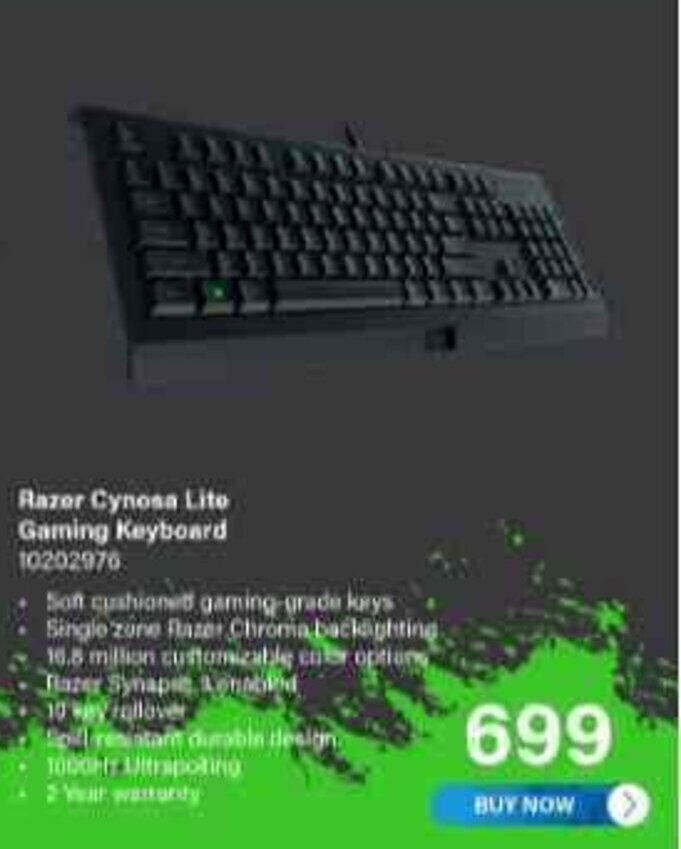 Razer Cynosa Lite Gaming Keyboard offer at Incredible Connection