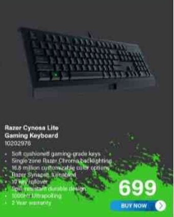 Incredible Connection Razer Cynosa Lite Gaming Keyboard offer
