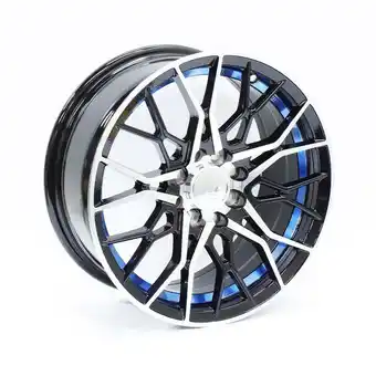Autostyle 15″ qs 1033 4/100 & 4/108 black machine face with blue undercut alloy wheels offer