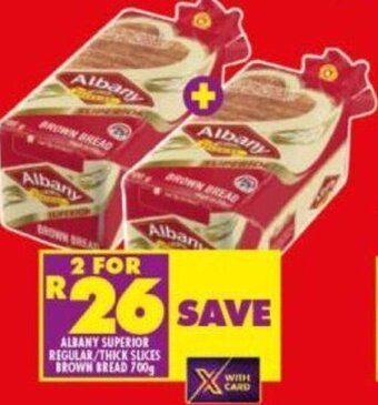 Shoprite Albany Superior Regular/Thick Slices Brown Bread 700g offer