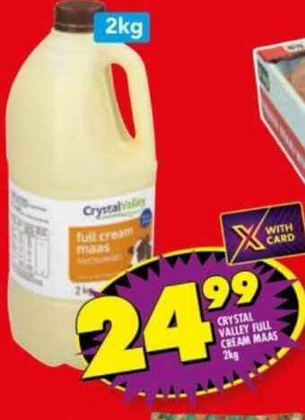Shoprite Crystal Valley Full Cream Maas 2kg offer