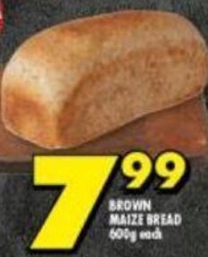 Shoprite Brown Maize Bread 600g offer