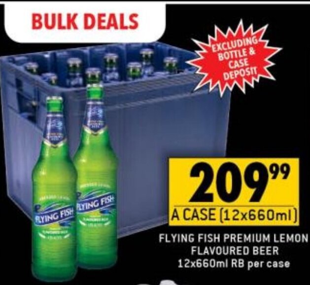 Flying Fish Premium Lemon Flavoured Beer NRB 12 x 660ml offer at