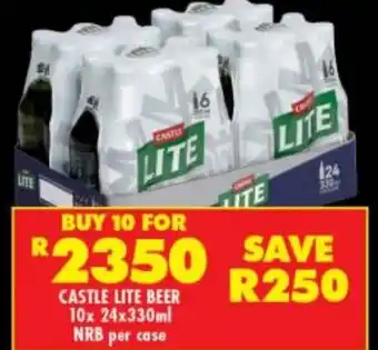 Shoprite Liquor Castle Lite Beer 10x24x330ml NRB per Case offer