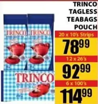 Jumbo Trinco Tagless Teabags Pouch 20x10's Strips offer