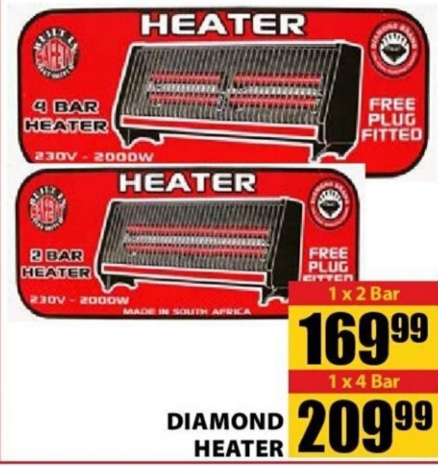 Diamond Heater 1 x 2 Bar offer at Jumbo