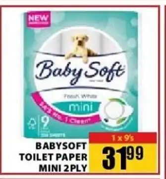 Babysoft Toilet Paper Mini 2 Ply 1x9's