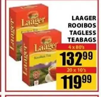 Laager Rooibos Tagless Teabags 4x80's