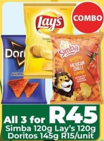 1UP Simba 120g Lay's 120g Doritos 145g offer