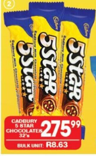 Cadbury 5 Star Chocolates 32's