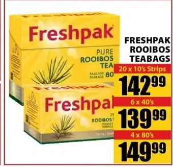 Freshpak Rooibos Teabags 20x10's Strips