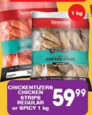 Chickentizers Chicken Strips Regular or Spicy 1kg