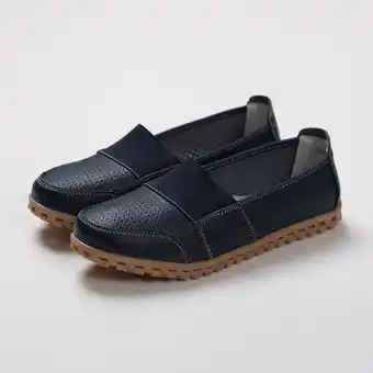 Ladies classic genuine leather slip-on pumps