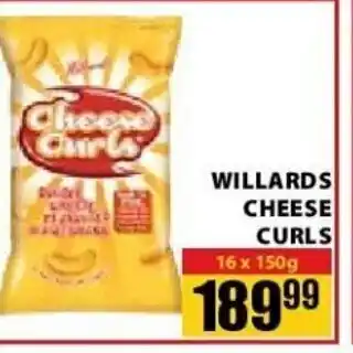 Jumbo Willards Cheese Curls 16x150g offer